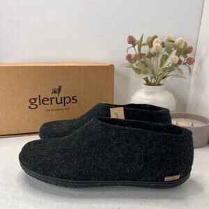Glerups Wool Slip-on Felt Shoes With Rubber Sole Charcoal Men 13 EU47 NWB
